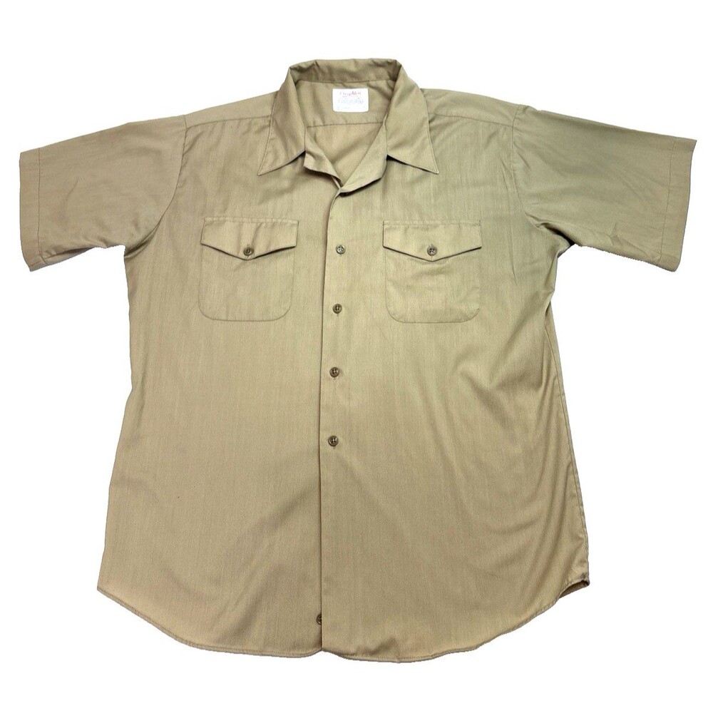Creighton US Navy Official Uniform Shirt Khaki Half Sleeve Men's Medium 16 1/2